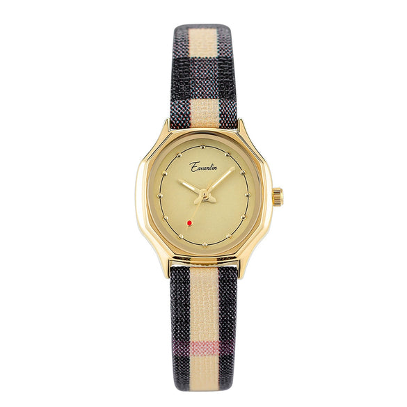 Women's Oval Retro Stitching Luxury Belt Quartz Watch Alloy Case Stainless Steel Buckle Belt Strap Mineral Reinforced Glass Mirror