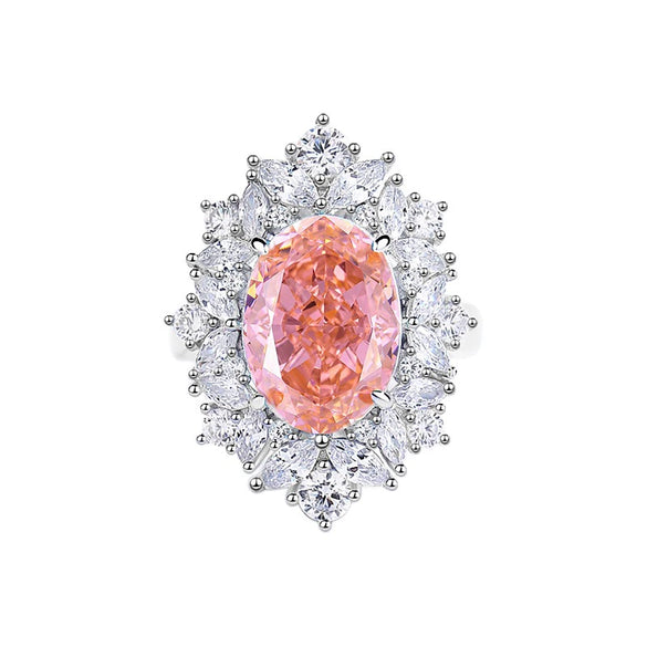 Women's Oval Sterling Silver 925 Necklace Pendant With Geometric Style And High Carbon Diamond