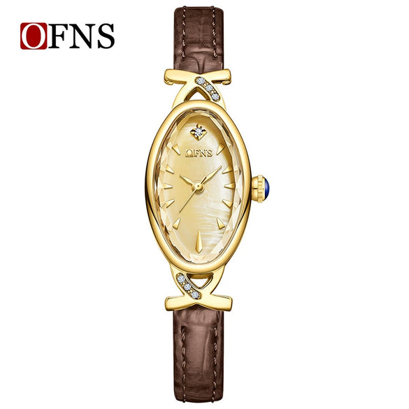 Women's Oval Waterproof Quartz Watch With Motherofpearl Plate And Belt Made Of Alloy Zinc Alloy Stainless Steel And Belt Materials