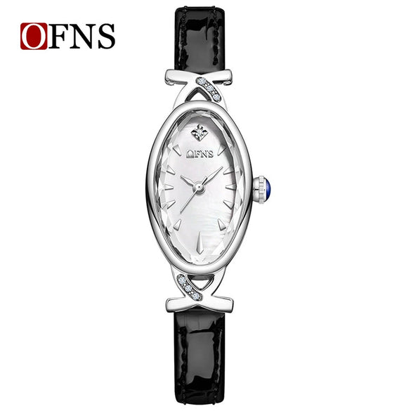 Women's Oval Waterproof Quartz Watch With Motherofpearl Plate And Belt Made Of Alloy Zinc Alloy Stainless Steel And Belt Materials