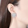 Women's Oversized Heartshaped Pavé Zircon Earrings Electroplated Copper Statement Jewelry