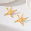 Women's Oversized Starfish Statement Earrings In Electroplated Zinc Alloy With A Shiny Retro Metallic Finish And Stainless Steel Posts