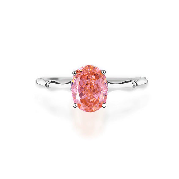 Women's Padparadscha Pigeon Egg Ring 925 Silver High Carbon Diamond Ice Flower Cut Zircon Geometric Design