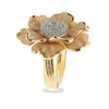 Women's Palace Style Alloy Flower Ring With Layered Floral Design And Electroplated Diamond Look Simple Luxury Statement Ring