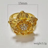 Women's Palace Style Alloy Flower Ring With Layered Floral Design And Electroplated Diamond Look Simple Luxury Statement Ring
