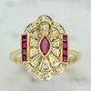 Women's Palace Style Geometric Copper Ring With Zirconia