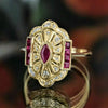 Women's Palace Style Geometric Copper Ring With Zirconia