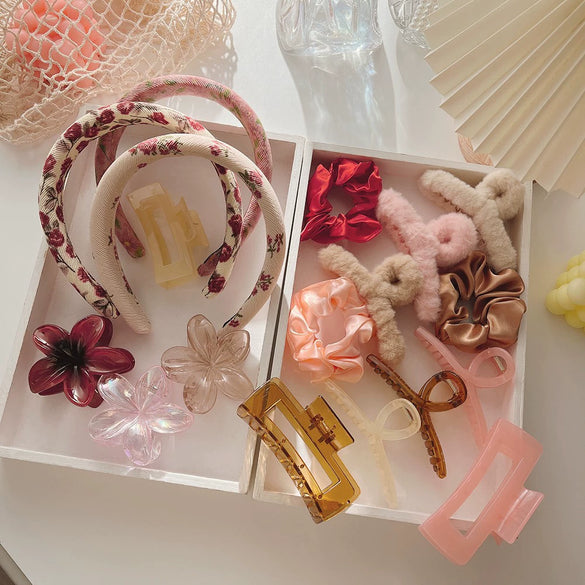 Women's Pastoral Romantic Handmade Plastic Resin Hair Accessories Hairband And Grab Clip