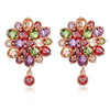Women's Pastoral Style Flower Earrings With Zircon Inlay Colorful Floral Bridal Earrings