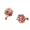 Women's Pastoral Style Flower Earrings With Zircon Inlay Colorful Floral Bridal Earrings