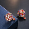 Women's Pastoral Style Flower Earrings With Zircon Inlay Colorful Floral Bridal Earrings