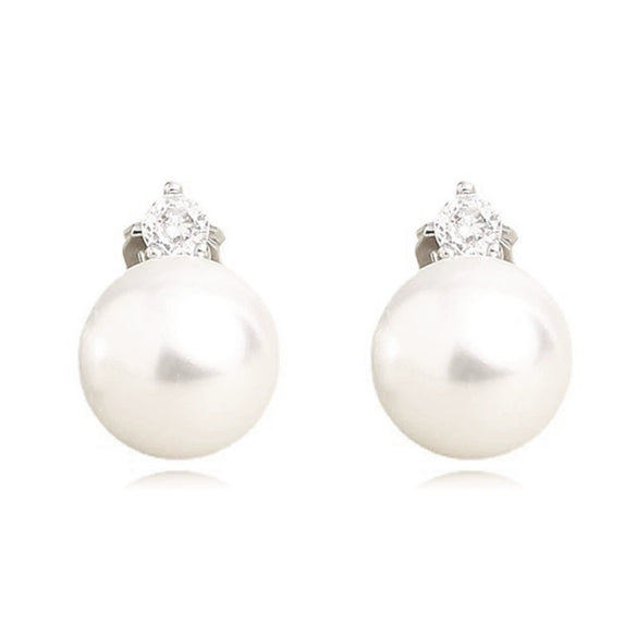 Women's Pearl And Zircon Geometric Clip Earrings Simple Elegant Non Pierced Ear Jewelry