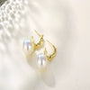 Women's Pearl Arc Earrings With 925 Silver Needles Distinctive Metal Beaded Design Natural Style Set With Pearls