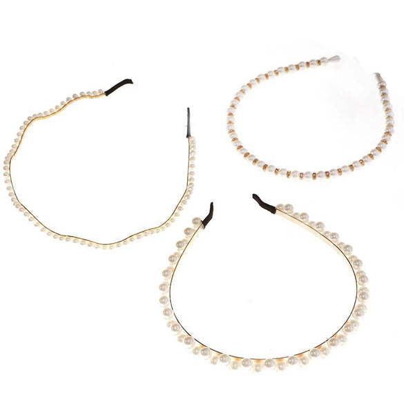 Women's Pearl Beaded Braided Hair Band Elegant Simple Versatile Headwear Accessory