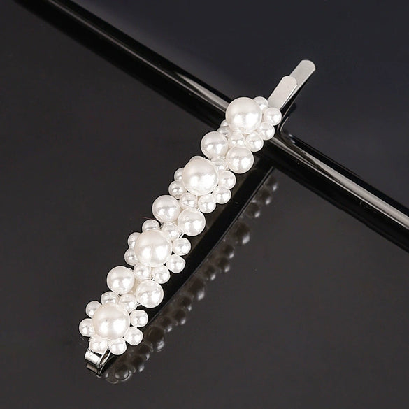 Women's Pearl Bow Hair Clip Handwoven Lolita Hair Accessory Simple Natural Barrette