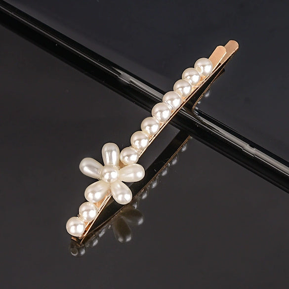 Women's Pearl Bow Hair Clip Handwoven Lolita Hair Accessory Simple Natural Barrette