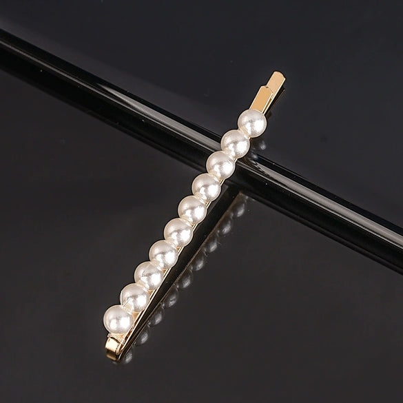 Women's Pearl Bow Hair Clip Handwoven Lolita Hair Accessory Simple Natural Barrette