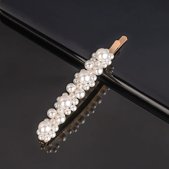 Women's Pearl Bow Hair Clip Handwoven Lolita Hair Accessory Simple Natural Barrette