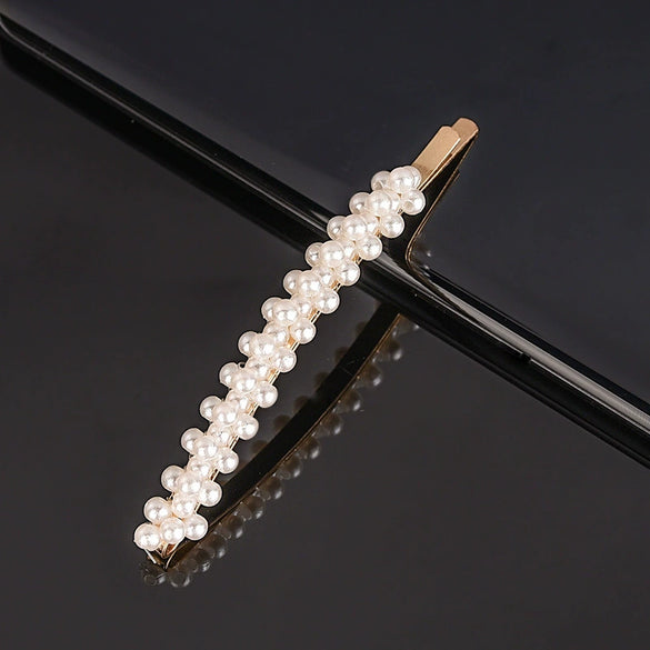 Women's Pearl Bow Hair Clip Handwoven Lolita Hair Accessory Simple Natural Barrette