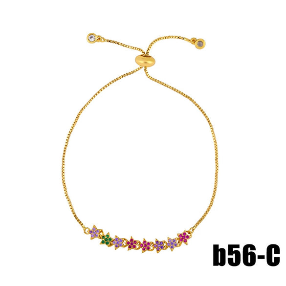 Women's Pearl Bracelet With Gold Plated Zircon Heart Cross And Crown Charms Sparkling Colorful Gemstone Hand Chain Ornament