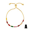 Women's Pearl Bracelet With Gold Plated Zircon Heart Cross And Crown Charms Sparkling Colorful Gemstone Hand Chain Ornament