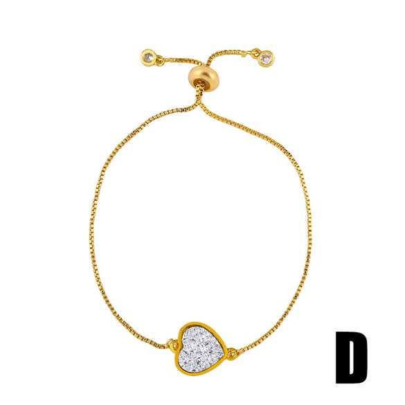 Women's Pearl Bracelet With Gold Plated Zircon Heart Cross And Crown Charms Sparkling Colorful Gemstone Hand Chain Ornament