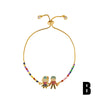 Women's Pearl Bracelet With Gold Plated Zircon Heart Cross And Crown Charms Sparkling Colorful Gemstone Hand Chain Ornament