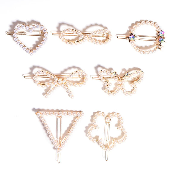 Women's Pearl Butterfly Frog Hair Clip With Electroplated Finish Elegant Rhinestone Heart Flower Hair Accessory