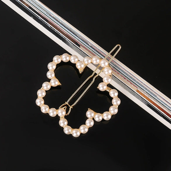Women's Pearl Butterfly Frog Hair Clip With Electroplated Finish Elegant Rhinestone Heart Flower Hair Accessory