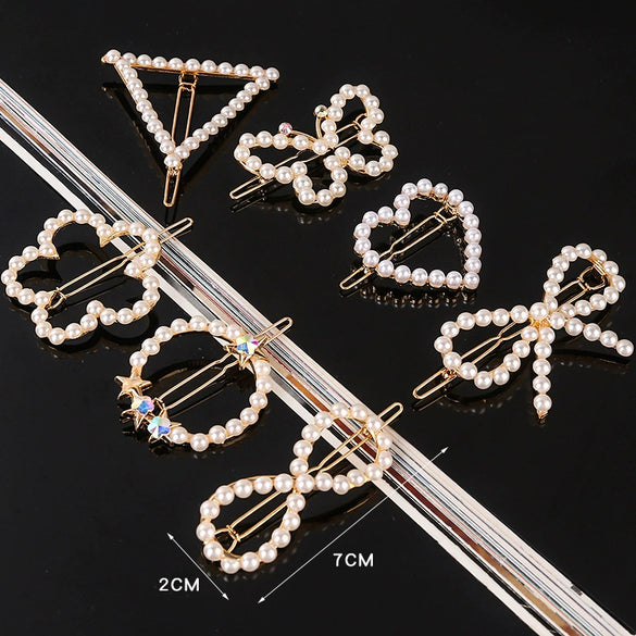 Women's Pearl Butterfly Frog Hair Clip With Electroplated Finish Elegant Rhinestone Heart Flower Hair Accessory