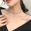 Women's Pearl Clavicle Chain Short Necklace In Simple Style With Alloy Material And Geometric Design Snake Bone Chain And Electroplating Treatment