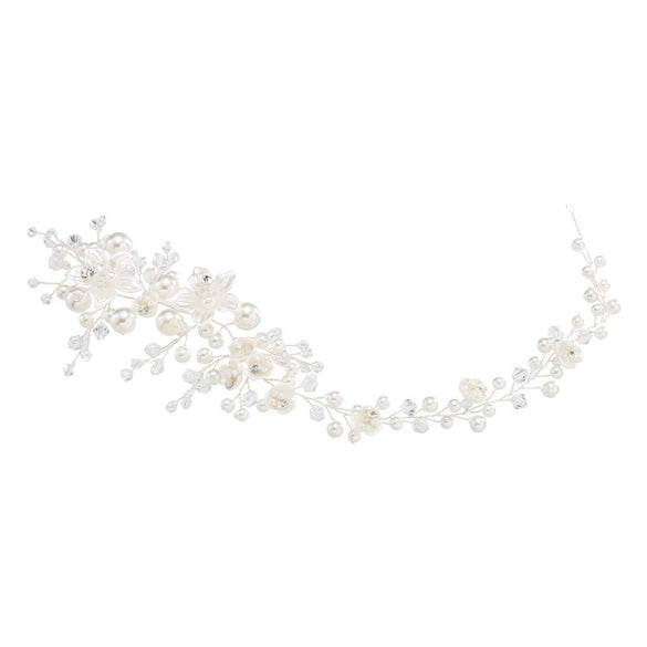 Women's Pearl Crystal Flower Hair Band Wedding Hair Accessory Acrylic Floral Headwear