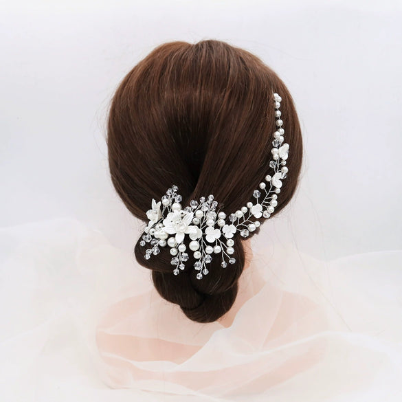 Women's Pearl Crystal Flower Hair Band Wedding Hair Accessory Acrylic Floral Headwear