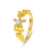 Women's Pearl Flower Geometric Open Ring Copper Full Diamond