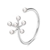 Women's Pearl Flower Geometric Open Ring Copper Full Diamond