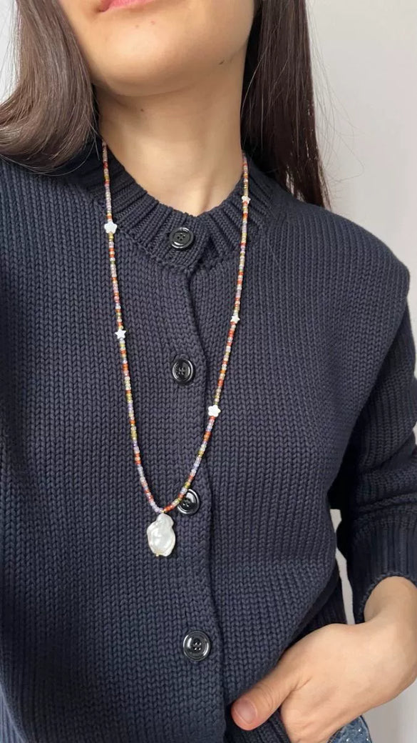 Women's Pearl Geometric Minimalist Water Wave Chain Electroplated Clavicle Necklace