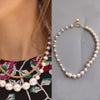 Women's Pearl Geometric Minimalist Water Wave Chain Electroplated Clavicle Necklace