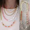 Women's Pearl Geometric Minimalist Water Wave Chain Electroplated Clavicle Necklace