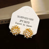 Women's Pearl Geometric Sunflower Copper Electroplated Earrings Fashion Style