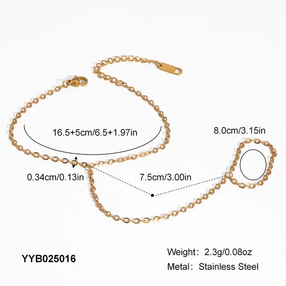 Women's Pearl Gold Bean Bracelet Finger Chain Ring Fashion Design Simple Light Luxury Titanium Steel Jewelry Pvd Furnace Vacuum Real Gold Plating