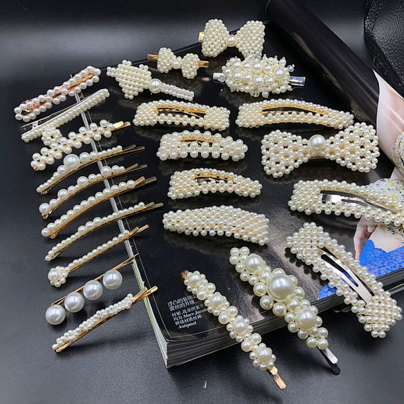 Women's Pearl Hairpin Set With Pearl Embellishment Simple Elegant Side Clip Hair Accessories