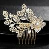 Women's Pearl Leaf Flower Edge Hair Comb Alloy Rhinestone Bridal Hair Accessory Simple Elegant Style