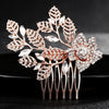Women's Pearl Leaf Flower Edge Hair Comb Alloy Rhinestone Bridal Hair Accessory Simple Elegant Style