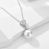 Women's Pearl Necklace 925 Sterling Silver Geometric Style