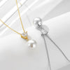 Women's Pearl Necklace 925 Sterling Silver Geometric Style
