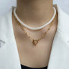 Women's Pearl Necklace With Alloy Love Pendant Geometric Pattern Highend Style