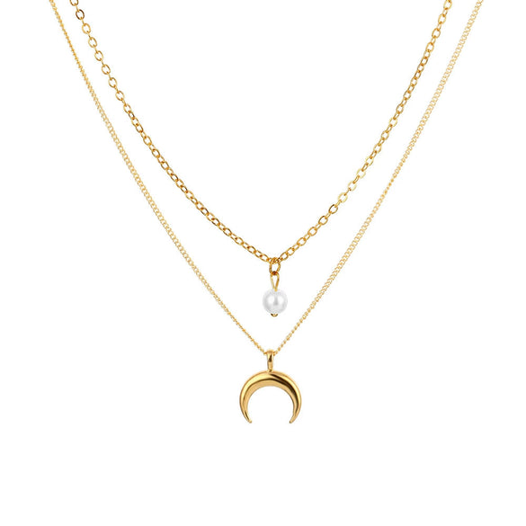 Women's Pearl Necklace With Alloy Love Pendant Geometric Pattern Highend Style