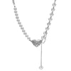 Women's Pearl Necklace With Alloy Love Pendant Geometric Pattern Highend Style