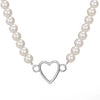 Women's Pearl Necklace With Alloy Love Pendant Geometric Pattern Highend Style