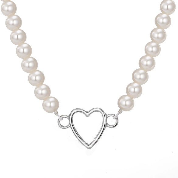Women's Pearl Necklace With Alloy Love Pendant Geometric Pattern Highend Style